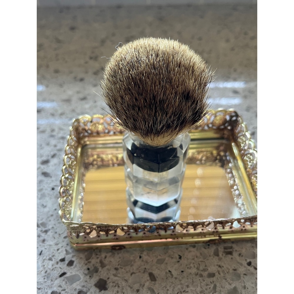 Vintage Century Pure Badger Shaving Brush Faceted Lucite Handle USA Made